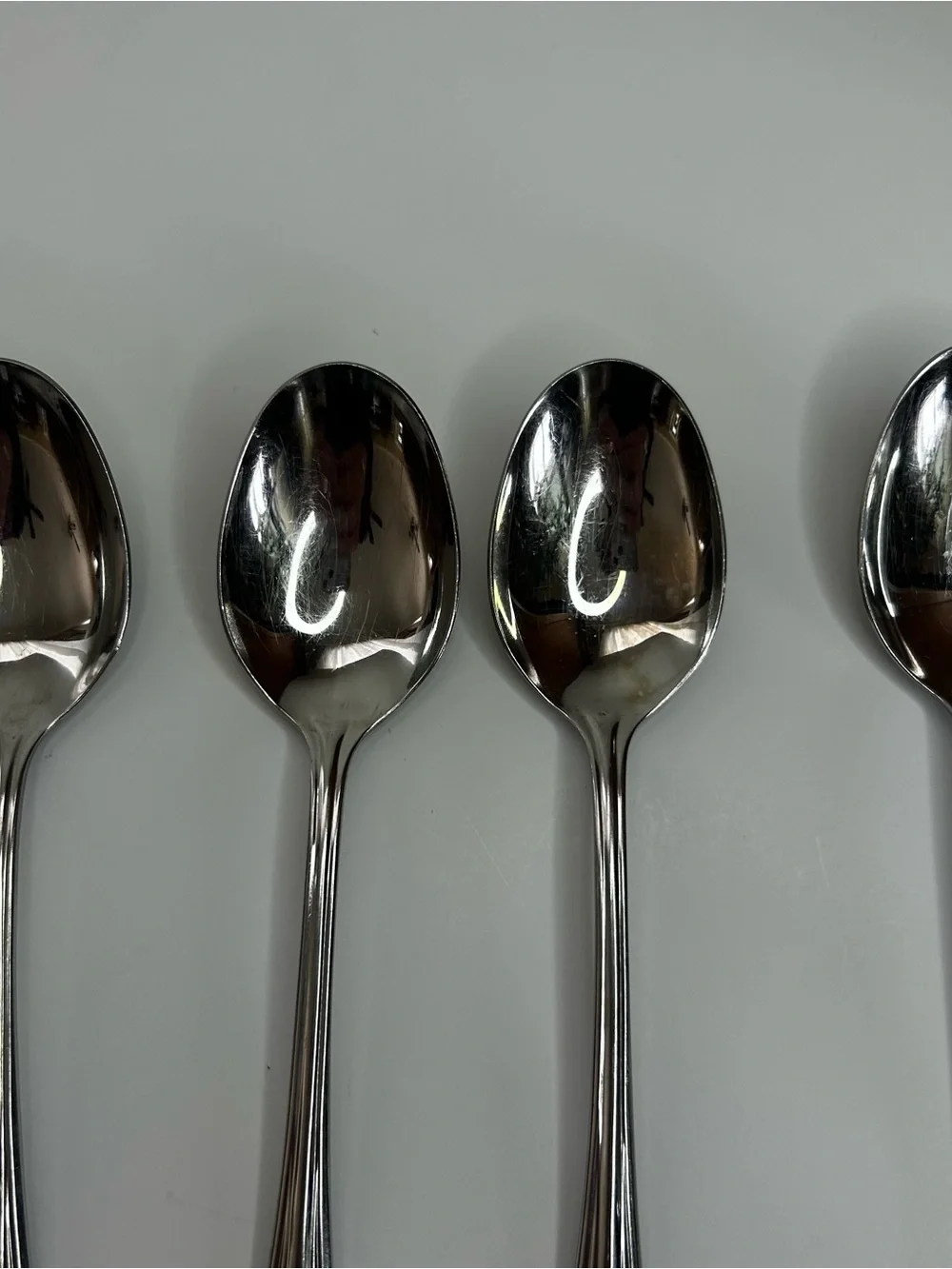 Set of 4 Oneida USA Stainless Bancroft 6 3/4” Oval Soup Spoons discontinued
